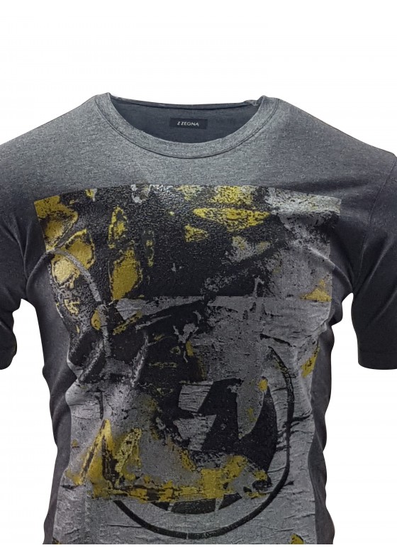 z zegna Dark Grey Graphic Logo T-Shirt vt372zz630c6c1 z zegna Dark Grey Graphic Logo T-Shirt vt372zz630c6c1
