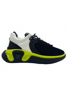 Balmain- White, black, yellow, gummy leather and mesh B-Runner sneakers-WM1VI261TREK