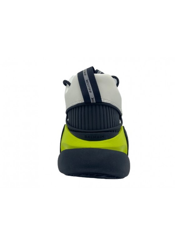 Balmain- White, black, yellow, gummy leather and mesh B-Runner sneakers-WM1VI261TREK