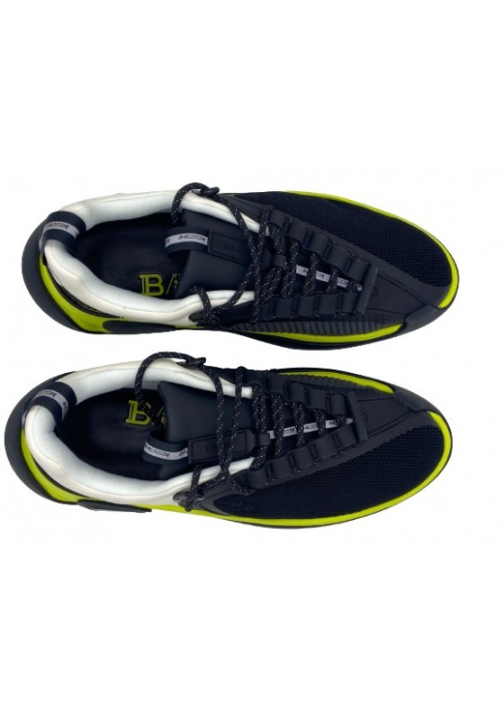 Balmain- White, black, yellow, gummy leather and mesh B-Runner sneakers-WM1VI261TREK