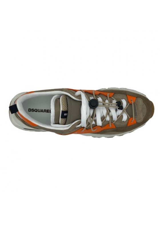 DSQUARED DSQ 3 Tabs Sneakers-Mud, Grey and Orange- SNM0210-21304356-M2206 DSQUARED DSQ 3 Tabs Sneakers-Mud, Grey and Orange- SNM0210-21304356-M2206