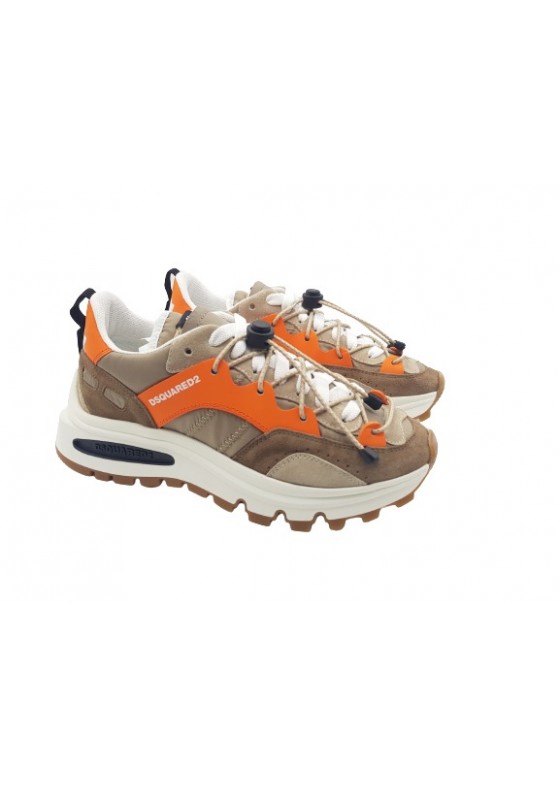 DSQUARED DSQ 3 Tabs Sneakers-Mud, Grey and Orange- SNM0210-21304356-M2206 DSQUARED DSQ 3 Tabs Sneakers-Mud, Grey and Orange- SNM0210-21304356-M2206