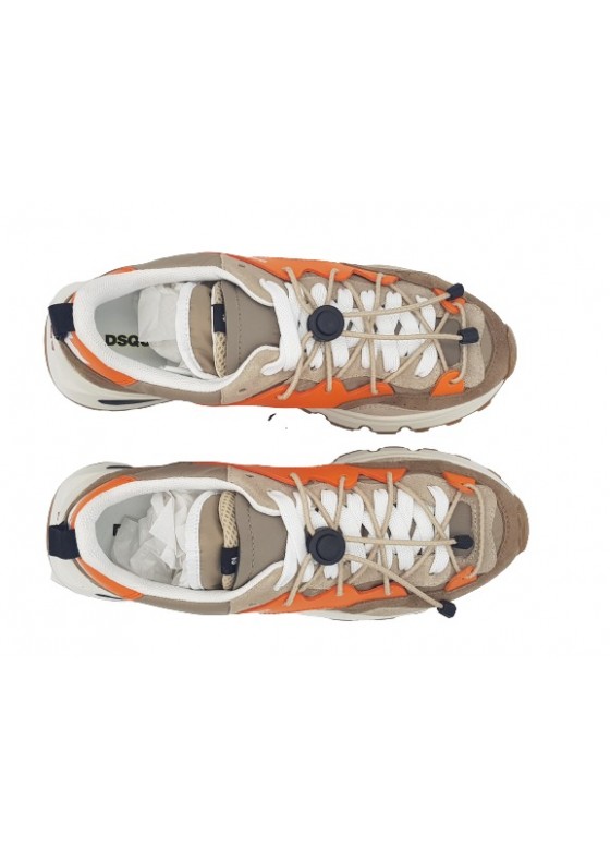 DSQUARED DSQ 3 Tabs Sneakers-Mud, Grey and Orange- SNM0210-21304356-M2206 DSQUARED DSQ 3 Tabs Sneakers-Mud, Grey and Orange- SNM0210-21304356-M2206