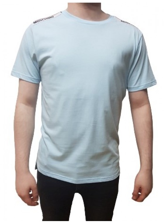 Moschino Pale blue Shoulder Patch T Shirt - V1916-0333