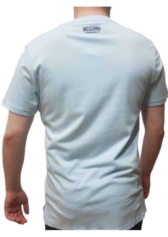 Moschino Pale blue Shoulder Patch T Shirt - V1916-0333