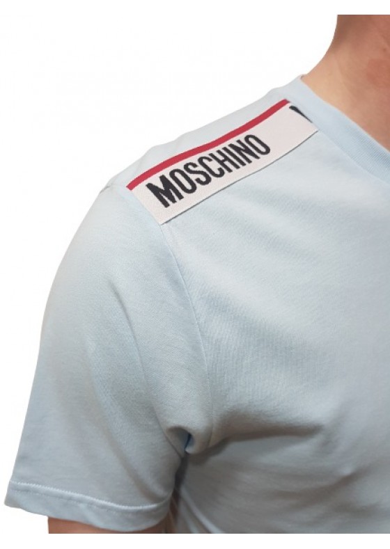 Moschino Pale blue Shoulder Patch T Shirt - V1916-0333