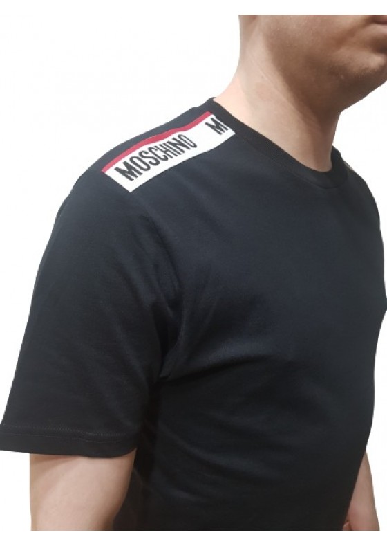 Moschino Black Shoulder Patch T Shirt - V1916-0555