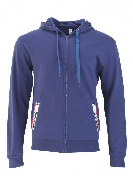 MOSCHINO Logo Tape Zip Hoodie Navy V1705-8120-0290