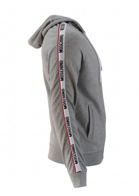 Moschino Grey Hooded zip Sweatshirt with side print - V1707-0489