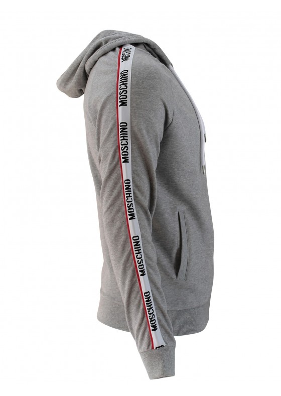 Moschino Grey Hooded zip Sweatshirt with side print - V1707-0489