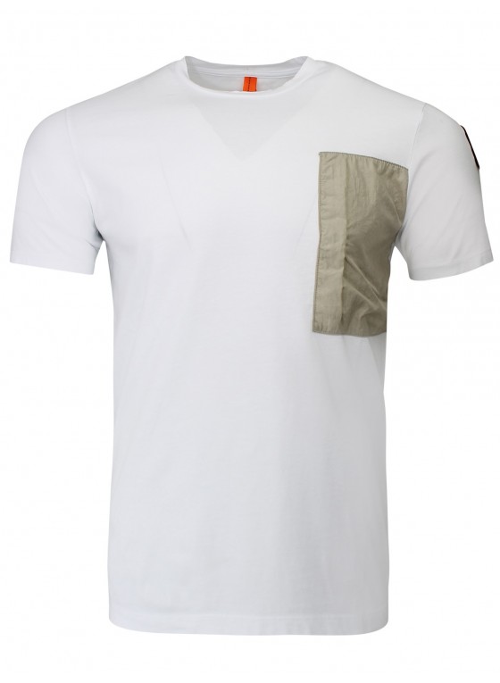 Parajumper Beige  and white shell patch pocket Tee PM FLE TS25