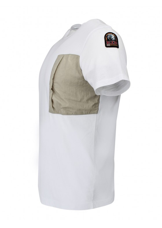 Parajumper Beige  and white shell patch pocket Tee PM FLE TS25