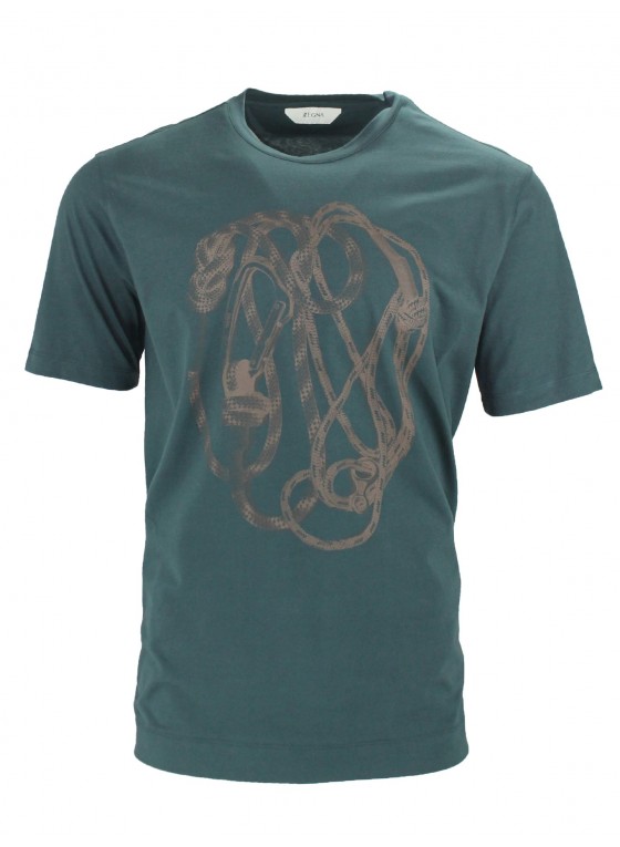 Zegna climbing rope t shirt in green  VY367- ZZ630Q- 6Q1
