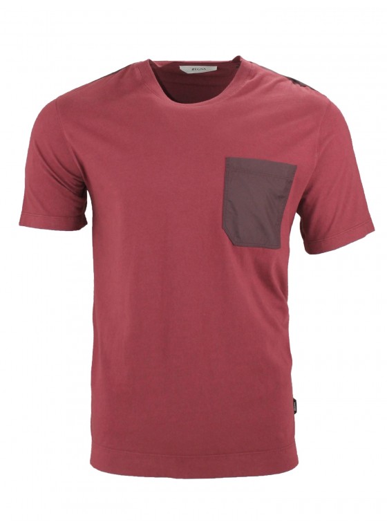 Z Zegna Shell Pocket T- Shirt In Maroon VW329 - ZZ655 