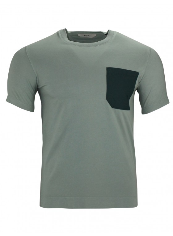 Z Zegna Shell Pocket T- Shirt In Green  VW329 - ZZ655 