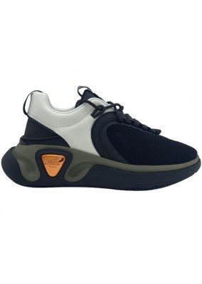Balmain- White, black, olive, gummy leather and mesh B-Runner sneakers-WM1VI261TREK