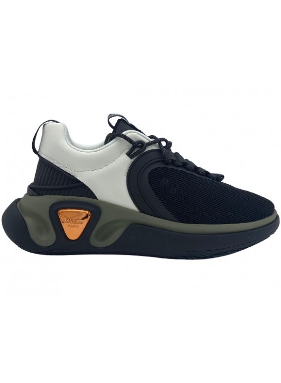 Balmain- White, black, olive, gummy leather and mesh B-Runner sneakers-WM1VI261TREK