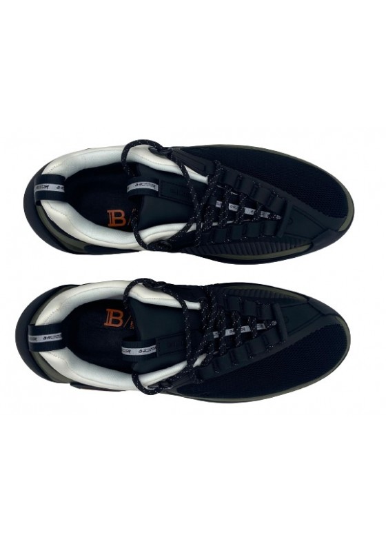 Balmain- White, black, olive, gummy leather and mesh B-Runner sneakers-WM1VI261TREK