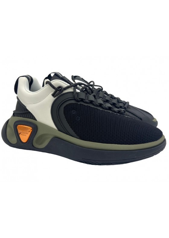Balmain- White, black, olive, gummy leather and mesh B-Runner sneakers-WM1VI261TREK