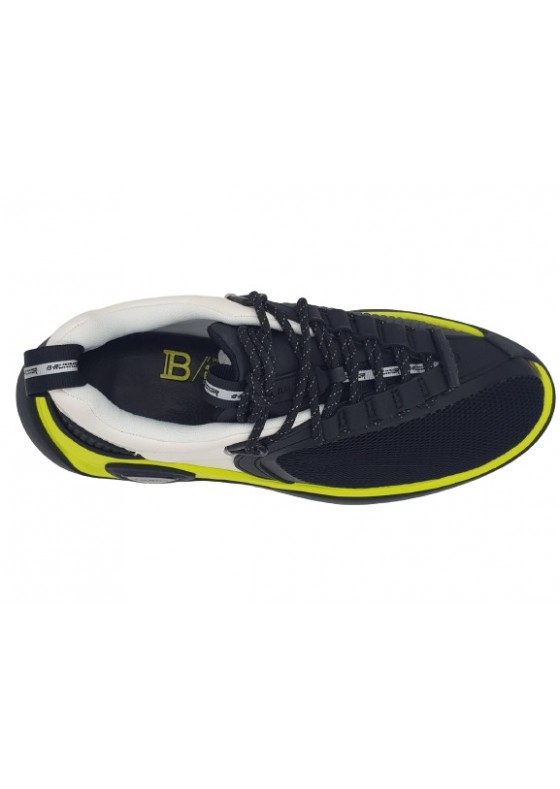 Balmain- White, black, yellow, gummy leather and mesh B-Runner sneakers-WM1VI261TREK