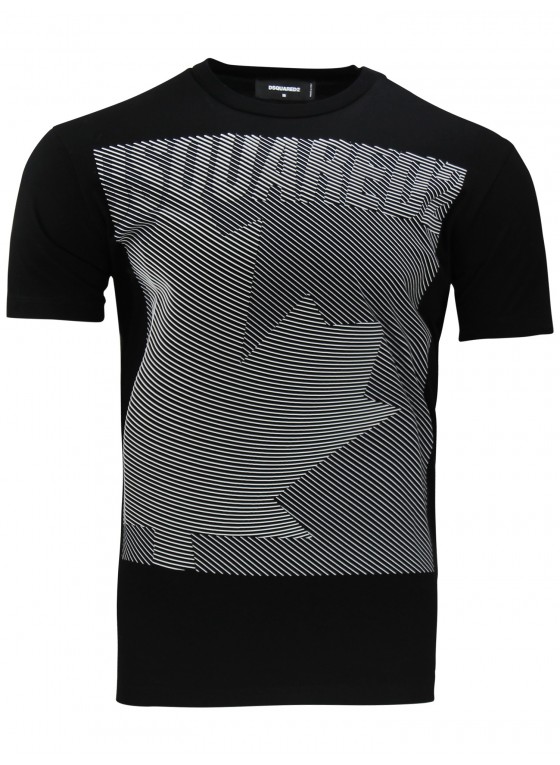 DSQUARED2 Leaf Black T-shirt with 3D logo print S74GD0862 DSQUARED2 Leaf Black T-shirt with 3D logo print S74GD0862