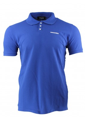 DSQUARED2 Polo Shirt With Logo Print In Bright Blue S74GL0048
