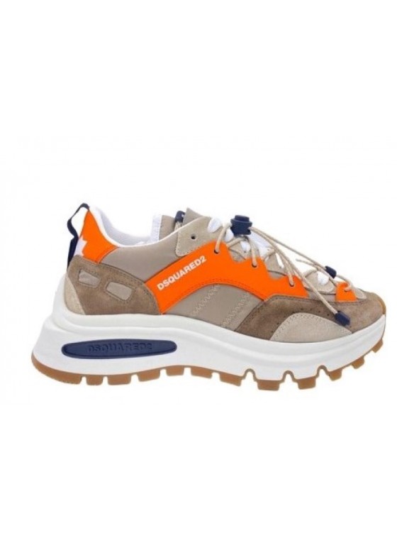 DSQUARED DSQ 3 Tabs Sneakers-Mud, Grey and Orange- SNM0210-21304356-M2206 DSQUARED DSQ 3 Tabs Sneakers-Mud, Grey and Orange- SNM0210-21304356-M2206