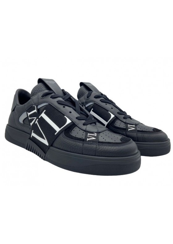 Valentino Low-Top Calfskin VL7N Sneaker With Bands - Black Valentino Low-Top Calfskin VL7N Sneaker With Bands - Black