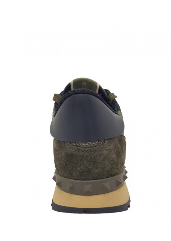 Valentino Garavani Rockrunner camo-jacquard mesh and suede trainers-Green LST723 Valentino Garavani Rockrunner camo-jacquard mesh and suede trainers-Green LST723