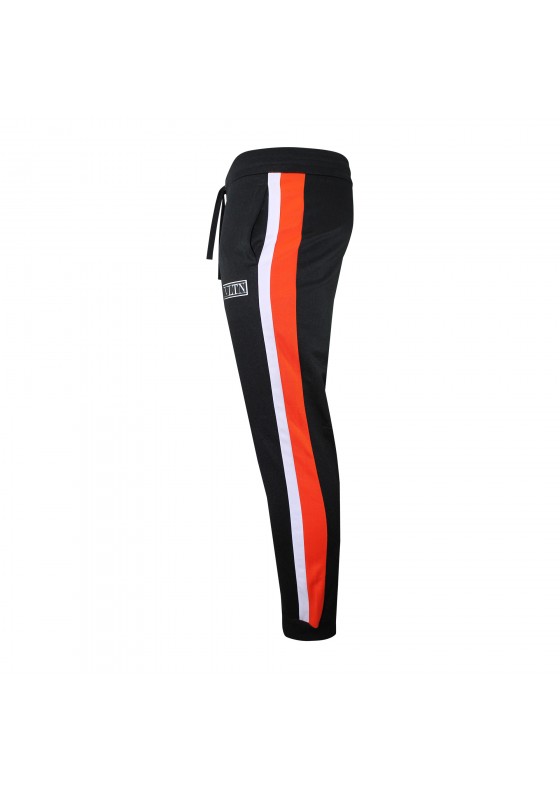 Valentino Black Track Pants with Orange Stripes WV3MD03B Valentino Black Track Pants with Orange Stripes WV3MD03B
